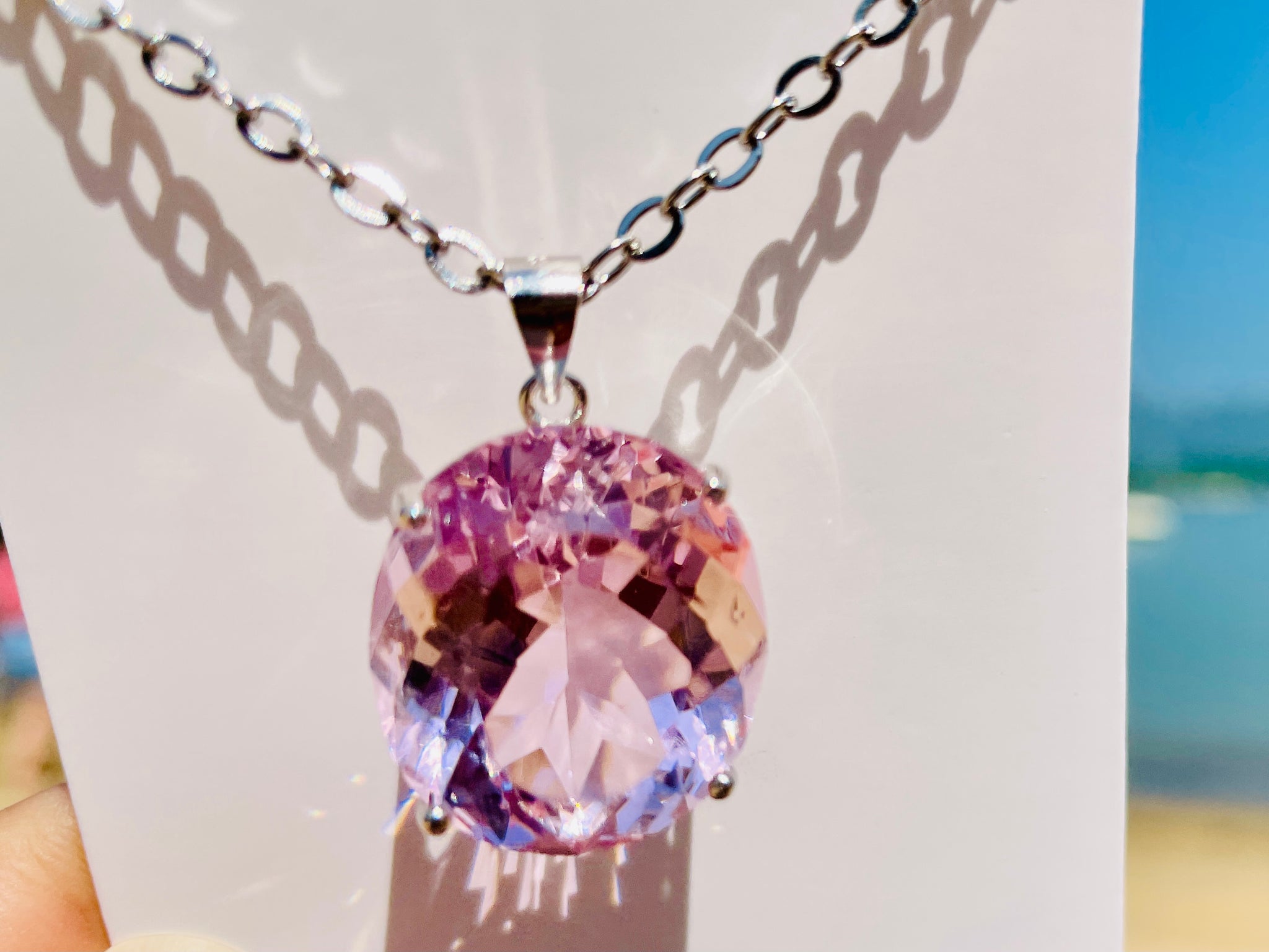 (1116 pending) Andara-  Venusian Pale Pink Pure Love Pendant in Sterling Silver<BR>宇宙無條件的愛 925 銀線包裹切割吊墜 8grams - newearthstore