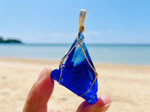 Andaras - Cobalt Blue Light Language Lyran Wrapped in 14KGF Necklace <BR>  天琴座光之語包裹 14 KGF 項鍊 B - newearthstore