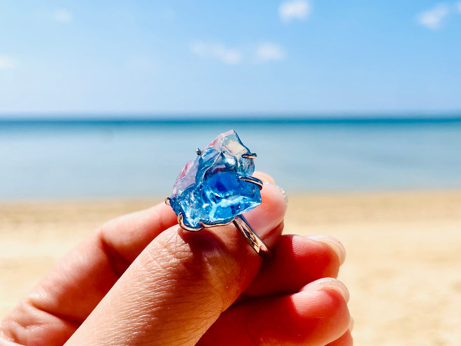 Andara Ring - Divine Sapphire Ray in Sterling Silver <BR> 藍寶石戒指 - newearthstore