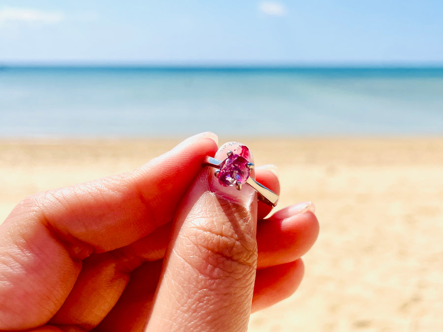 Andara Ring - Raspberry Royalty Love in Sterling Silver <BR> 愛神之光戒指 - newearthstore