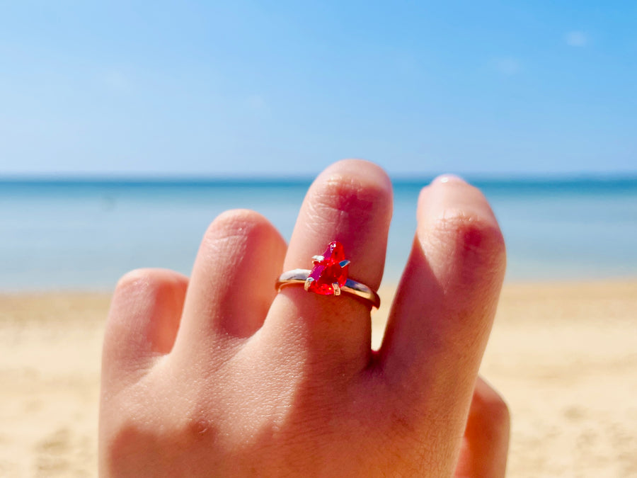 Andara Ring - Divine Ruby Ray in 18K Rose Gold <BR> 神聖之火戒指 - newearthstore