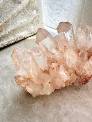 GemGem Crystal NEG Exclusive - Clear Pink Quartz Cluster <BR>極透體粉紅水晶簇 459grams - newearthstore