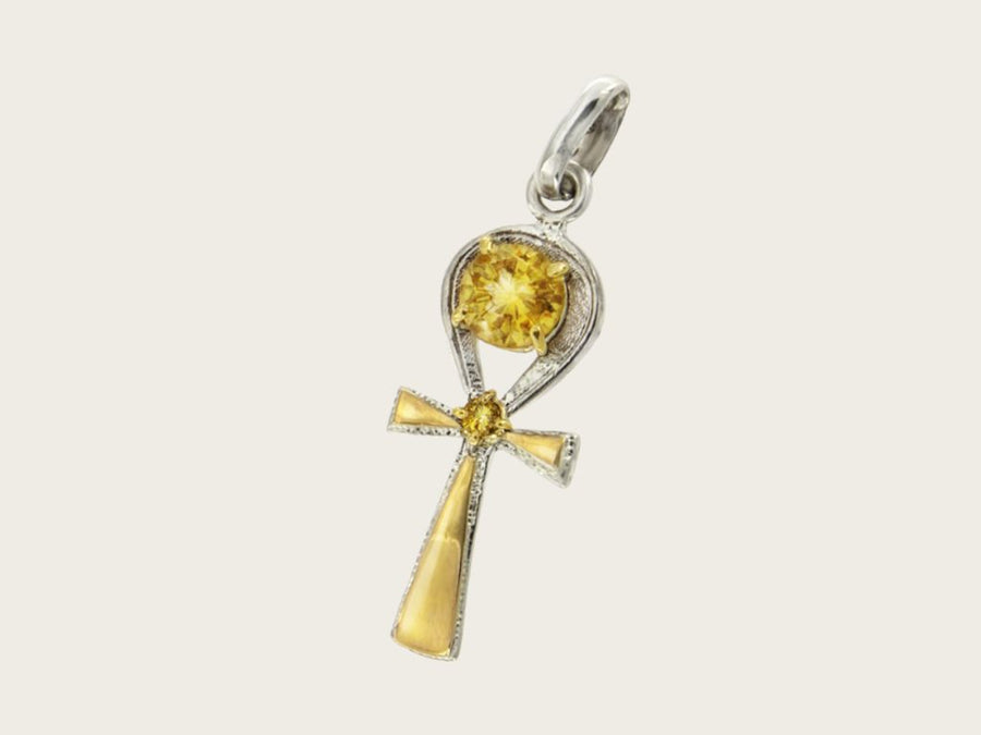 Synchronicity Jewelry Collection <BR> Isis Keys Solar with Yellow Topaz Pendant <BR> 永恆太陽生命純銀黃色拓帕石鑰匙吊墜  <BR>   ( Pre Order 接受預購 : 截數日為每個月的 15 號 ) ( *因全人手製作，預購時間最少 2-3個月 ) - newearthstore
