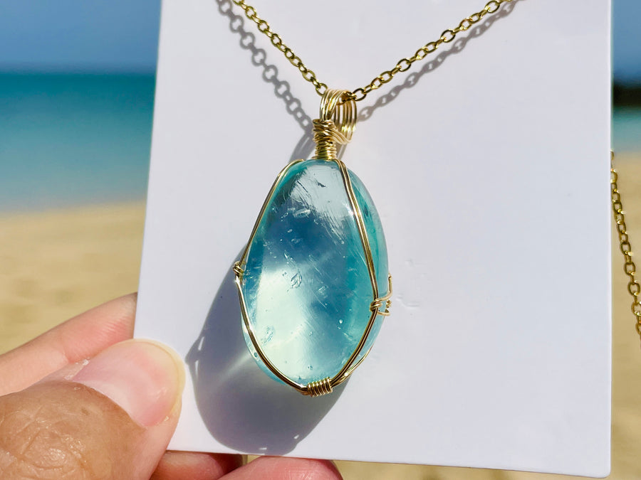 Andaras -  Aqua Diamond Light Polish Pendant <BR>  海洋鑽石光吊墜 - newearthstore