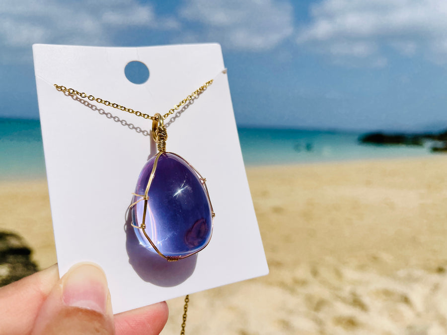 Andaras - Lilac Pendant Activate Magic & Royal Bloodlines Polished Pendant 溫柔的淡紫色，啟動皇族血統 14 KGF 金線包裹吊墜 - newearthstore