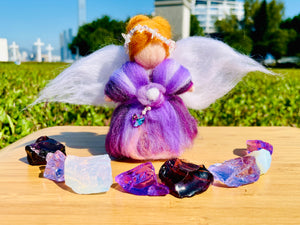 (0107new pending)Andara - Merlin Violet Flame Magician Angelic Activation Grid Set <BR> 梅林紫色火焰魔法天使組合 ( 連有神聖幾何圓碟及小天使 ) - newearthstore