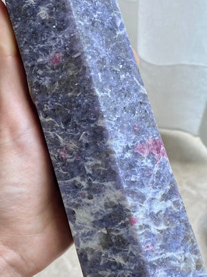 ( new pending ) GemGem Crystal -Lepidolite Pink Tournaline Crystal Point From India <BR> 鋰雲母粉紅碧璽水晶柱 1100 grams - newearthstore