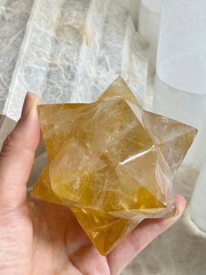 GemGem Crystal x NEG Exclusive Collection - Golden Healer Quartz Merkaba From India<BR>金色治癒者/黃膠花梅爾卡巴 544 grams - newearthstore
