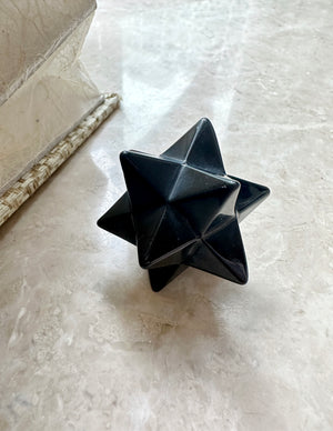 GemGem Crystal NEG Exclusive -Black Obsidian Merkaba Star From Mexico  <BR> 梅爾卡巴12晶尖星體黑曜石水晶 54 grams - newearthstore