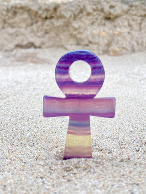 GemGem Crystal x NEG Exclusive Egypt Collection - Ankh Pink & Purple Fluorite <BR> Ankh 粉紅粉紫千層螢石 25 grams - newearthstore