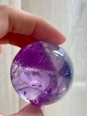 GemGem Crystal NEG Exclusive - Amethyst sphere (Radioactive symbol) <BR> 輻射標誌指紋紫水晶球 121 grams - newearthstore