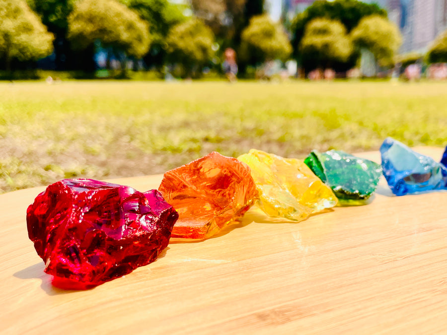 Andaras  - Rainbow Lightbody Chakra Set 8 Pieces <BR> 彩虹光體脈輪水晶啟動 255grams - newearthstore