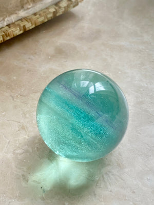 GemGem Crystal NEG Exclusive - Clear Green blue fluorite sphere  <BR> 透體藍綠色螢石水晶球 58 grams - newearthstore