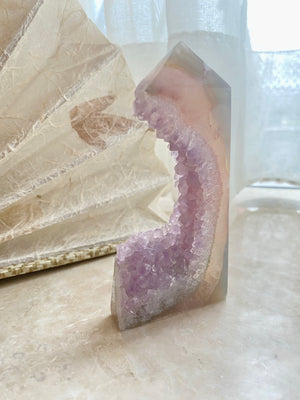 GemGem Crystal NEG Exclusive - Amethyst Agate <BR> 半晶柱狀紫水晶瑪瑙層 128 grams - newearthstore