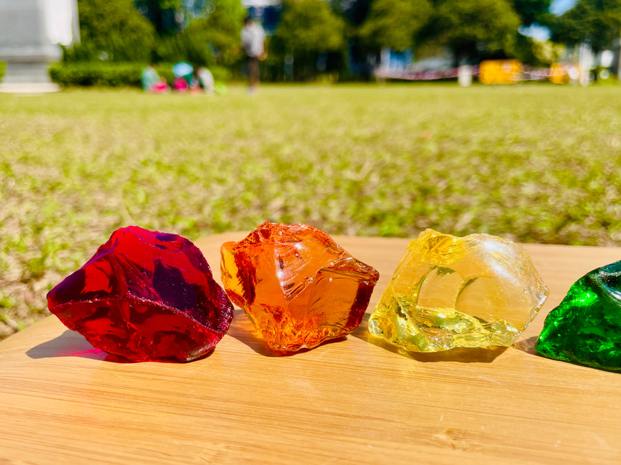 (0218 new pending )Andaras - Rainbow Lightbody Chakra Set 7 Pieces <BR> 彩虹光體脈輪水晶啟動 224grams - newearthstore