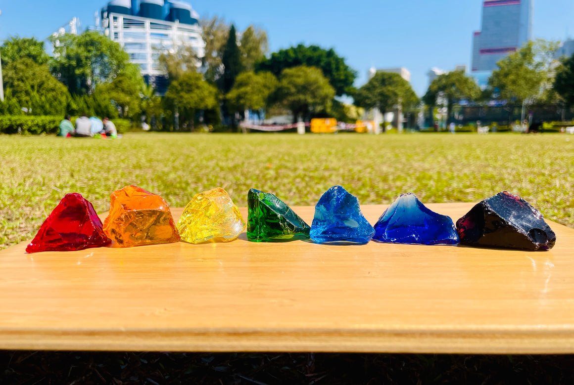 (0218 new pending )Andaras - Rainbow Lightbody Chakra Set 7 Pieces <BR> 彩虹光體脈輪水晶啟動 190grams - newearthstore