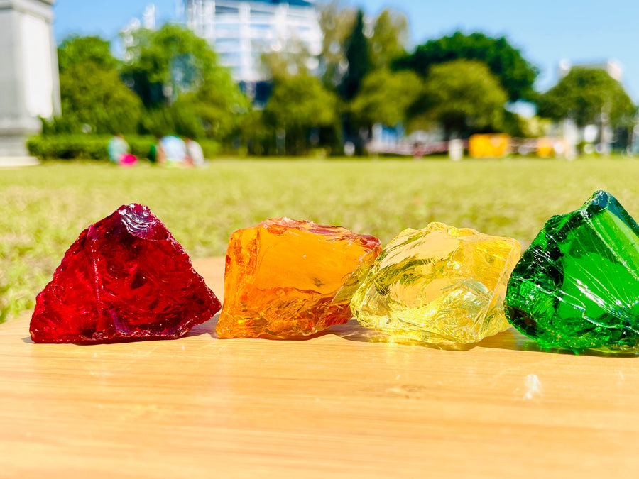 (0218 new pending )Andaras - Rainbow Lightbody Chakra Set 7 Pieces <BR> 彩虹光體脈輪水晶啟動 203grams - newearthstore