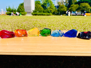 (0218 new pending )Andaras - Rainbow Lightbody Chakra Set 7 Pieces <BR> 彩虹光體脈輪水晶啟動 230grams - newearthstore