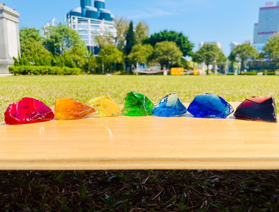 (0218 new pending )Andaras - Rainbow Lightbody Chakra Set 7 Pieces <BR> 彩虹光體脈輪水晶啟動 210grams - newearthstore