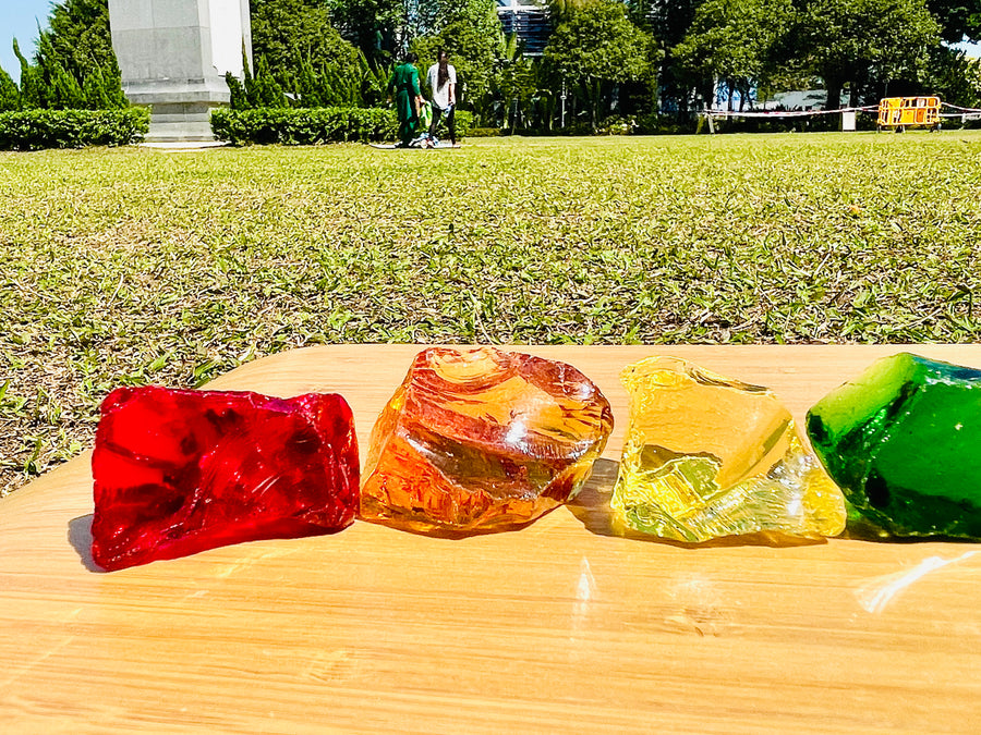 (0218 new pending )Andaras - Rainbow Lightbody Chakra Set 7 Pieces <BR> 彩虹光體脈輪水晶啟動 198grams - newearthstore