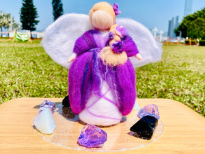 Andara - Merlin Violet Flame Magician Angelic Activation Grid Set <BR> 梅林紫色火焰魔法天使組合 ( 連有神聖幾何圓碟及小天使 ) - newearthstore