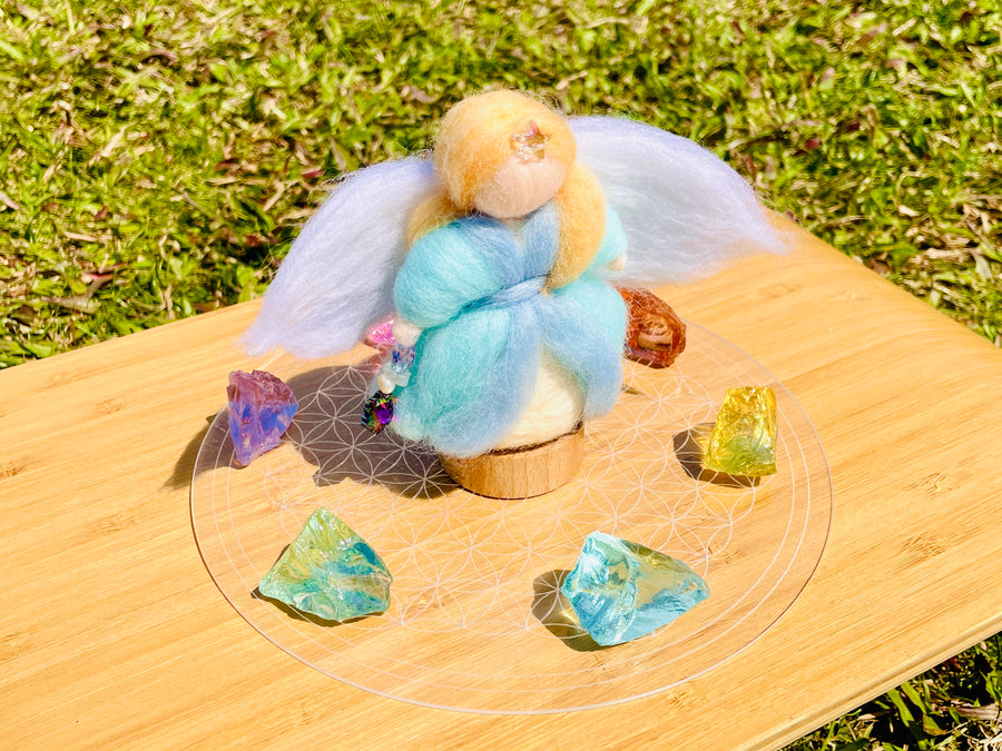 Andaras - New Earth Higher Ray Crystalline Lightbody Activation set <BR> 高維度新地球之光水晶光體啟動組合 A ( 連有神聖幾何圓碟及小天使 ) - newearthstore