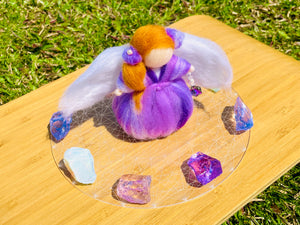 Andaras - Angelic Lilac Orchird Heart Divine Transformation Mini Grid Set with Sacred Geomatric Disc <BR> 宇宙天使神聖轉化組合(連有神聖幾何圓碟及小天使 ) - newearthstore