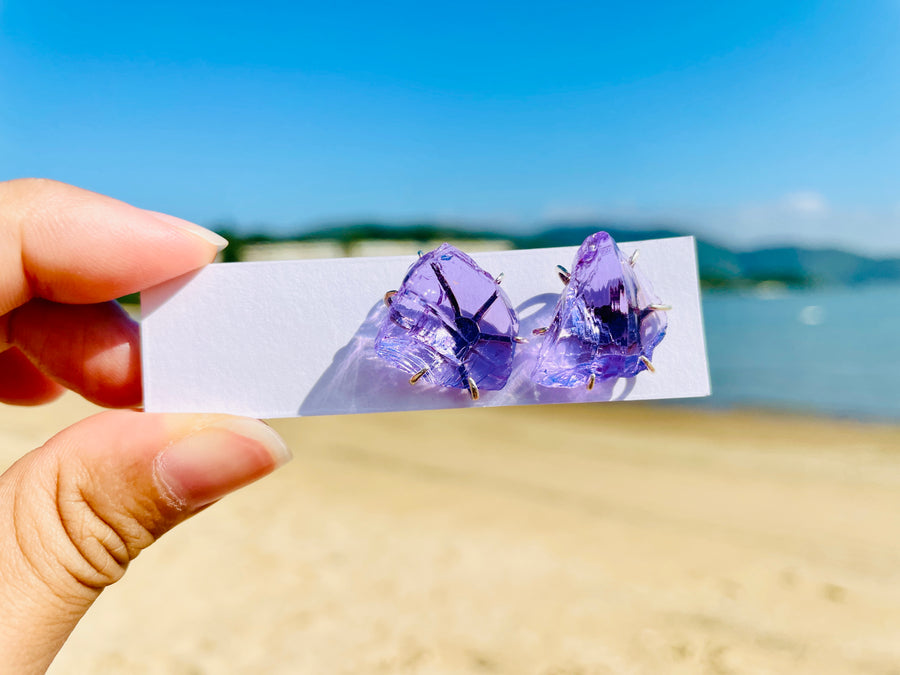 Cosmic Orchird Heart  <BR> 新地球蘭花之心耳環 - newearthstore