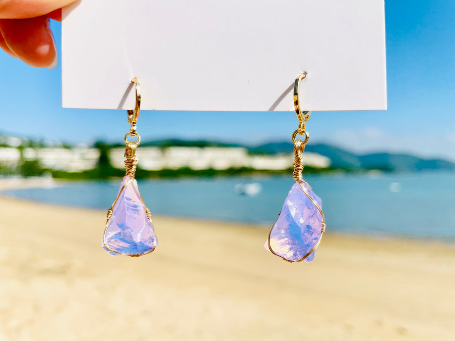 Andaras - Divine Mother / New Earth Earring <BR>神聖母親 / 新地球粉紅色 14K 金箔線包裹耳環 - newearthstore