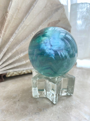 GemGem Crystal NEG Exclusive - Layered Fluorite Sphere With Pyramids Phantom <BR> 內生金字塔千層彩虹螢石球 365 grams - newearthstore