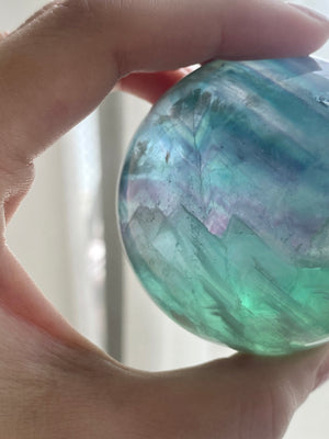 GemGem Crystal NEG Exclusive - Layered Fluorite Sphere With Pyramids Phantom <BR> 內生金字塔千層彩虹螢石球 365 grams - newearthstore
