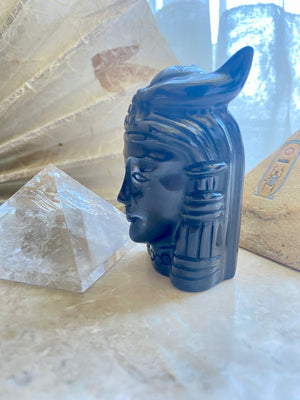GemGem Crystal NEG Exclusive - Obsidian Crystal Egyptian Goddess Hathor<BR>埃及女神哈索爾黑曜石 - newearthstore