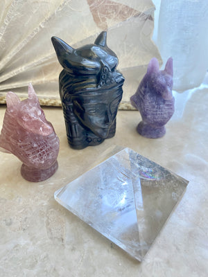 GemGem Crystal NEG Exclusive - Lepidolite Crystal Egyptian God Anubis<BR>阿努比斯鋰雲母 - newearthstore