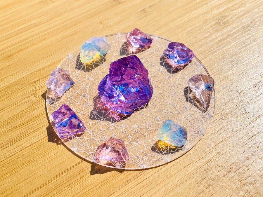 Andaras - Angelic Orchird Heart Divine Transformation Mini Grid Set with Sacred Geomatric Disc <BR> 宇宙天使神聖轉化組合 ( 連有神聖幾何圓碟 ) - newearthstore