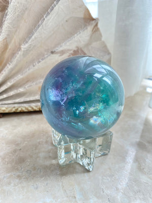 GemGem Crystal x NEG Exclusive - Layered Fluorite sphere <BR> 紫藍綠色千層螢石水晶球 601 grams - newearthstore
