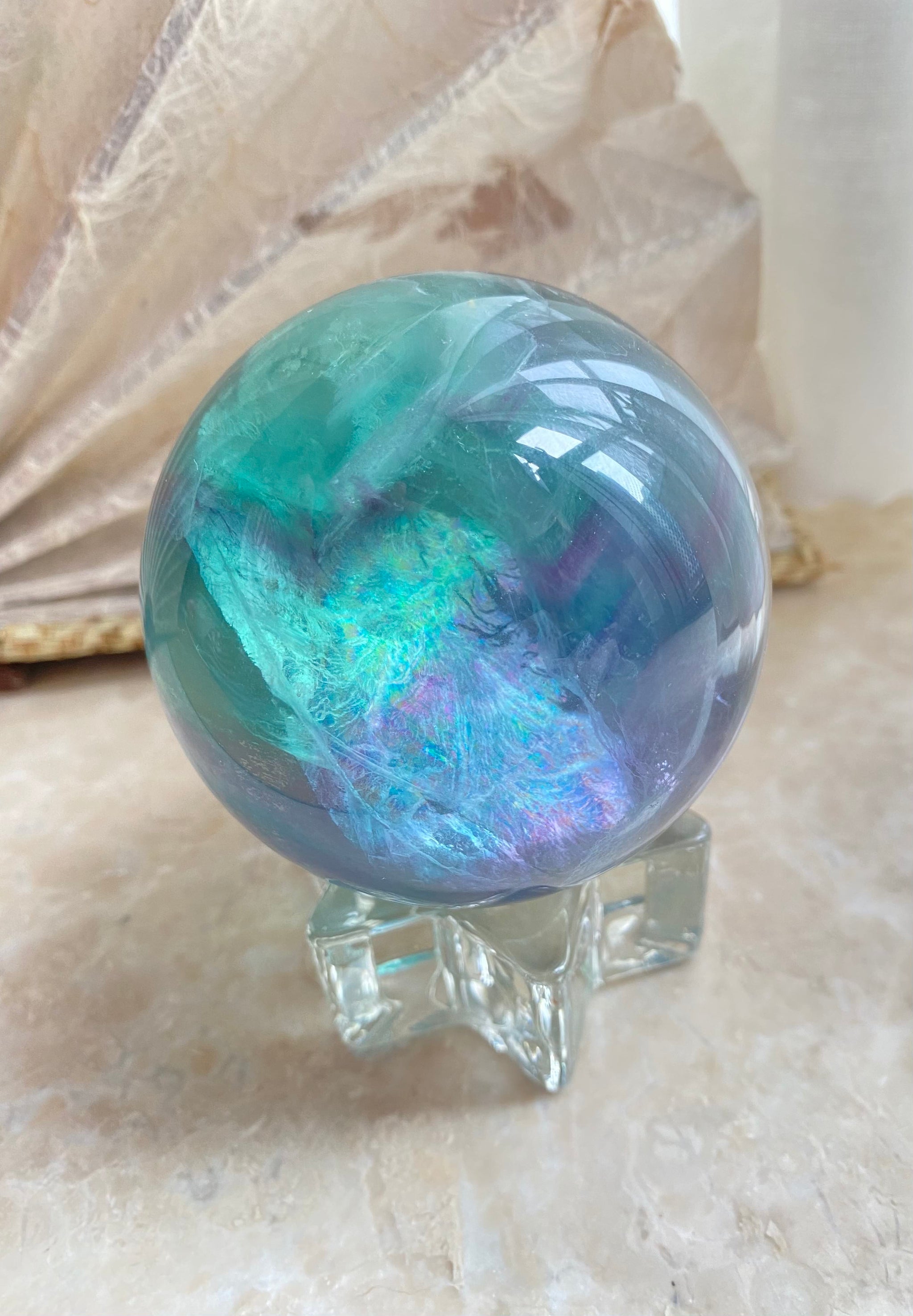 GemGem Crystal x NEG Exclusive - Layered Fluorite sphere 紫藍綠色 