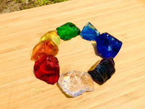( new pending ) Andaras - Rainbow Lightbody Chakra Set 8 Pieces 彩虹光體脈輪水晶啟動 143 grams - newearthstore