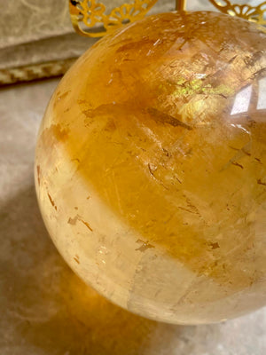 GemGem Crystal x NEG Exclusive Collection - Golden yellow calcite sphere<BR>橙黃色方解石水晶球 1183 grams - newearthstore