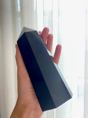 ( new pending ) GemGem Crystal - Black Obsidian Crystal Tower From Mexico<BR>黑曜石水晶柱 577 grams - newearthstore