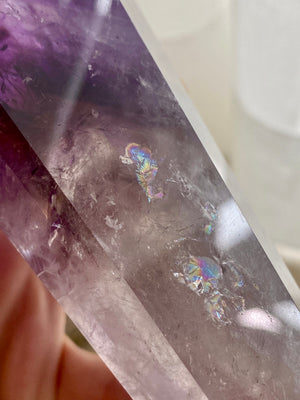 GemGem Crystal - Amethyst Double Point with Pyramid Phantom <BR> 金字塔幻影雙尖紫水晶 295 grams - newearthstore