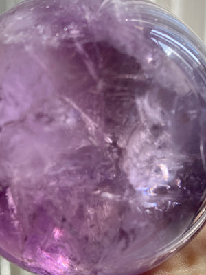 GemGem Crystal - Radioactive Symbol Amethyst sphere from Brazil <BR> 金字塔輻射標誌紫水晶  252 grams - newearthstore