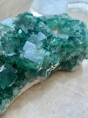 GemGem Crystal x NEG Exclusive Collection - Green Fluorite Cubes Cluster <BR> 巨型立方體綠螢石水晶簇 1080 grams - newearthstore