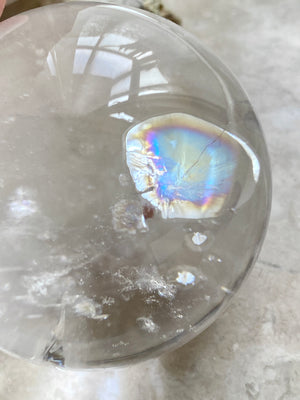 GemGem Crystal - Rainbow clear Azeztulite Sphere  <BR> 彩虹光阿賽斯特萊水晶球 193 grams - newearthstore