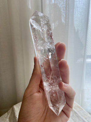 GemGem Crystal NEG Exclusive - Double Point Azeztulite Crystal Wand  <BR> 大型雙尖白色阿賽斯特萊 209 grams - newearthstore