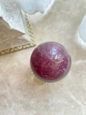 GemGem Crystal NEG Exclusive - Strawberry Quartz Sphere  <BR> 草莓晶水晶球 185 grams - newearthstore