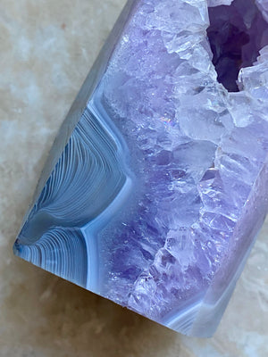 GemGem Crystal x NEG Exclusive - Amethyst Agate Crystal Point <BR> 紫水晶共生瑪瑙水晶柱 256 grams - newearthstore