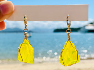 Andaras -  Cosmic Light Source Neon Yellow earrings in 14K RGF <BR> 宇宙光源霓虹黃耳環 - newearthstore