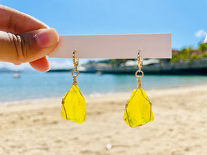 Andaras -  Cosmic Light Source Neon Yellow earrings in 14K RGF <BR> 宇宙光源霓虹黃耳環 - newearthstore