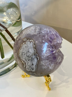GemGem Crystal NEG Exclusive - Amethyst Agate sphere  <BR> 紫水晶晶牙瑪瑙水晶球 855 grams - newearthstore