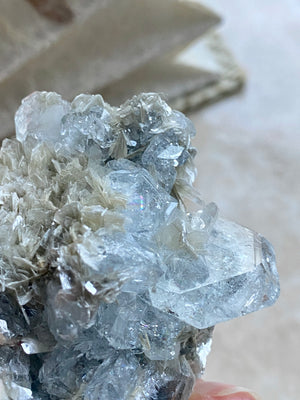 GemGem Crystal NEG Exclusive - Aquamarine With Muscovite Mica Quartz Cluster <BR> 海藍寶與雲母共生水晶簇 114 grams - newearthstore